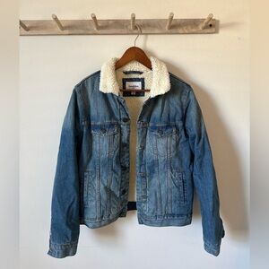 Denim Sherpa Fur Lined Jacket Size Small